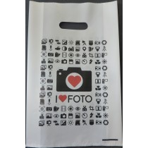 BUSTA SHOPPER IN PLASTICA  I LOVE PHOTO 100PZ CM 25X40 AM0095P