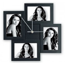CORNICE MULTIFOTO OROLOGIO NERO IN LEGNO 4 FOTO 10X15 PFFC004