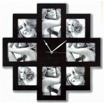 CORNICE MULTIFOTO OROLOGIO NERO IN LEGNO 8 FOTO PFFC003