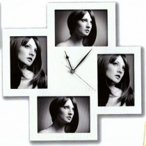 CORNICE MULTIFOTO OROLOGIO BIANCO IN LEGNO 4 FOTO PFFC002