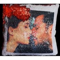 CUSCINO QUADRATO FULL PHOTO GLITTER ROSSO PF1031