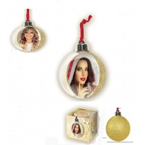 ADDOBBO PALLA PORTAFOTO ORO GLITTERATO 10X10  6PZ PFSF120G1